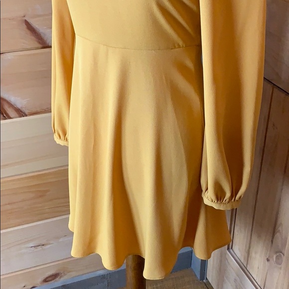 Zara mustard color frill mini dress Size small EUC - Picture 8 of 8